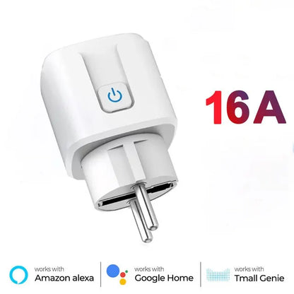 Tuya 16A 20A EU Smart Socket WiFi Smart Plug With Power Monitoring Timing Function Voice Control Alexa Google Assitant