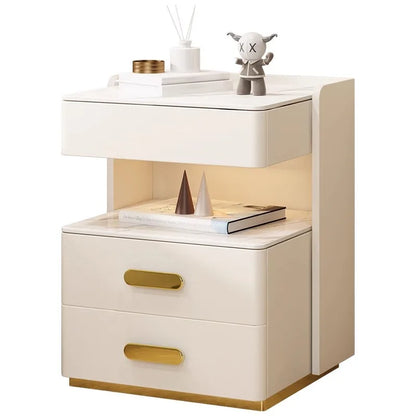 Smart bedside table with sensor light fingerprint lock Bluetooth speaker USB interface wireless charging bedroom bedside table