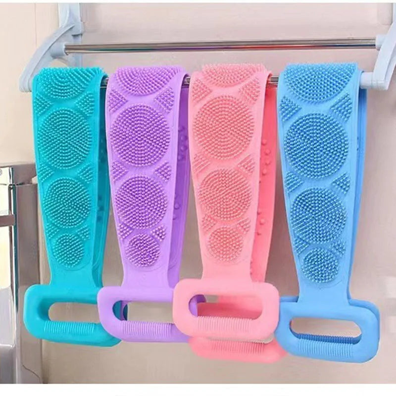 Body Sponge Silicone Brushe Bath Towels Scrubber Rubbing Back Peeling Massage Shower Belt Extended Skin Clean Brushes Bath Brush