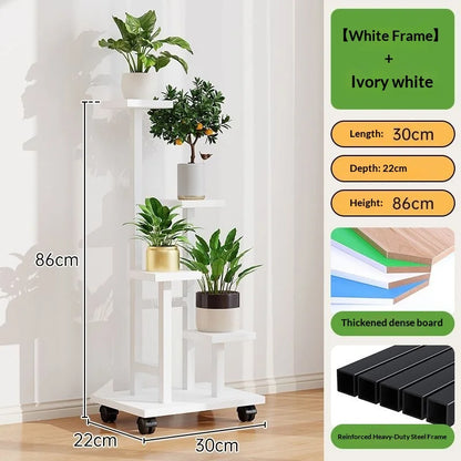 Mobile Iron Plant Stand Multi Tier Rolling Plant Rack Flower Pot Holder Indoor Outdoor Balcony Living Room Plant Shelf Rack