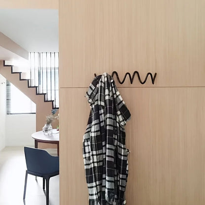 Creative Wavy Metal Wall Hook - Stylish Silver & Black Coat Rack for Home, Entryway, or Hotel Decor - Perfect for Hats, Scarves