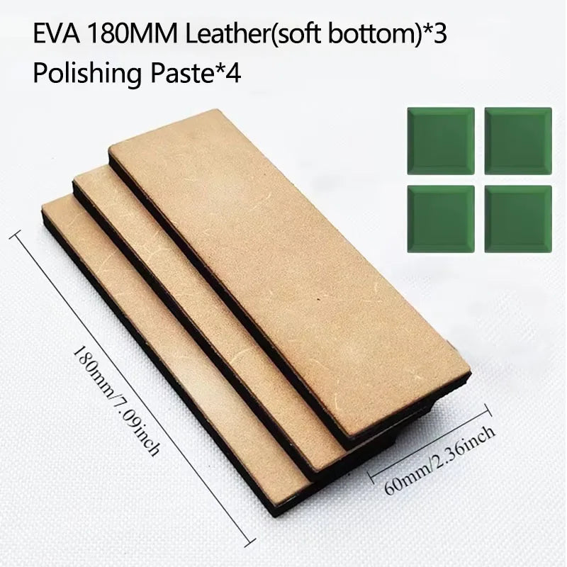 Double Side Leather Strop for Knife Sharpening Stropping Block Kit with Polishing Compound Knife Sharpening Double Side