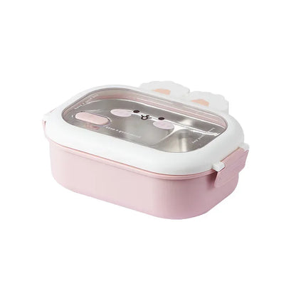 Stainless Steel Bento Box Creative Rabbit Design Divides Sealed Portable Lunch Box with Buckle for Children Student Cute Gifts