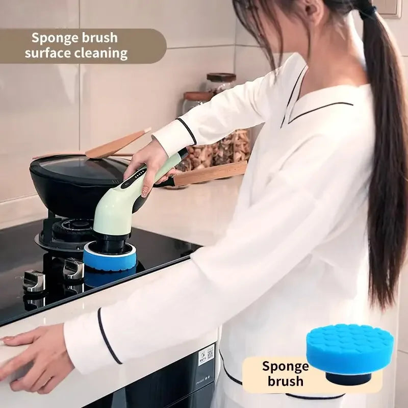 9-in-1 Wireless Rotating Electric Cleaning Brush - Household Multi-scene Scrubber for Bathroom, Kitchen & Toilet Deep Cleaning