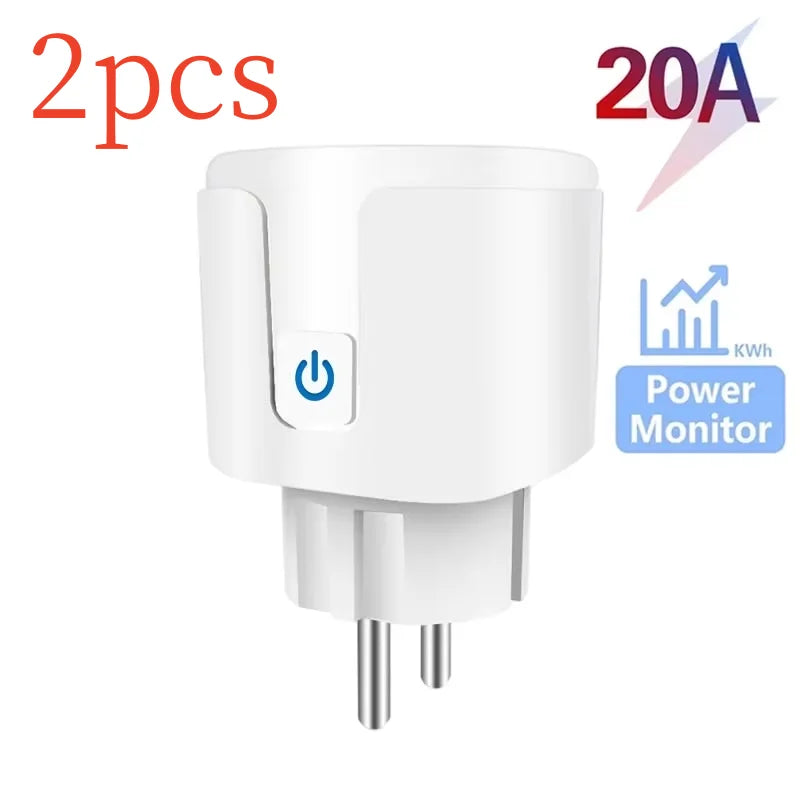 Tuya Wifi Smart Socket EU Plug 16/20A Power Monitor Remote Control SmartLife APP Works with Alexa Yandex Alice Google Assistant
