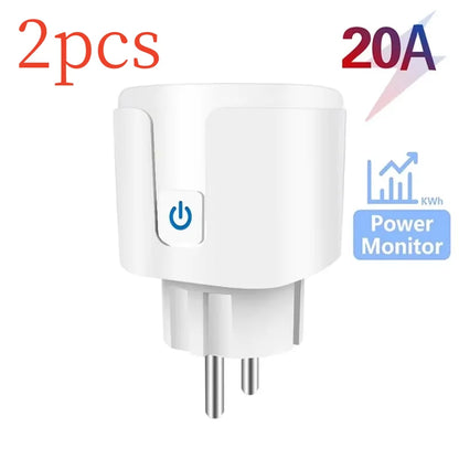 Tuya Wifi Smart Socket EU Plug 16/20A Power Monitor Remote Control SmartLife APP Works with Alexa Yandex Alice Google Assistant