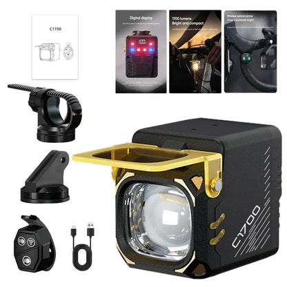 1700 Lumens ZHIYU Bike Headlight Bicycle Flashlight Handlebar Type-C MTB Road Highlight C1700 Front Lamp Bicycle Accessories