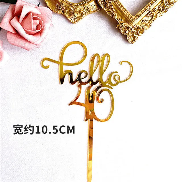 New 0-9 Number Happy Birthday Cake Topper Golden Acrylic Wedding Cake Topper Adorn For Kids Birthday Party Holiday Cake Supplies