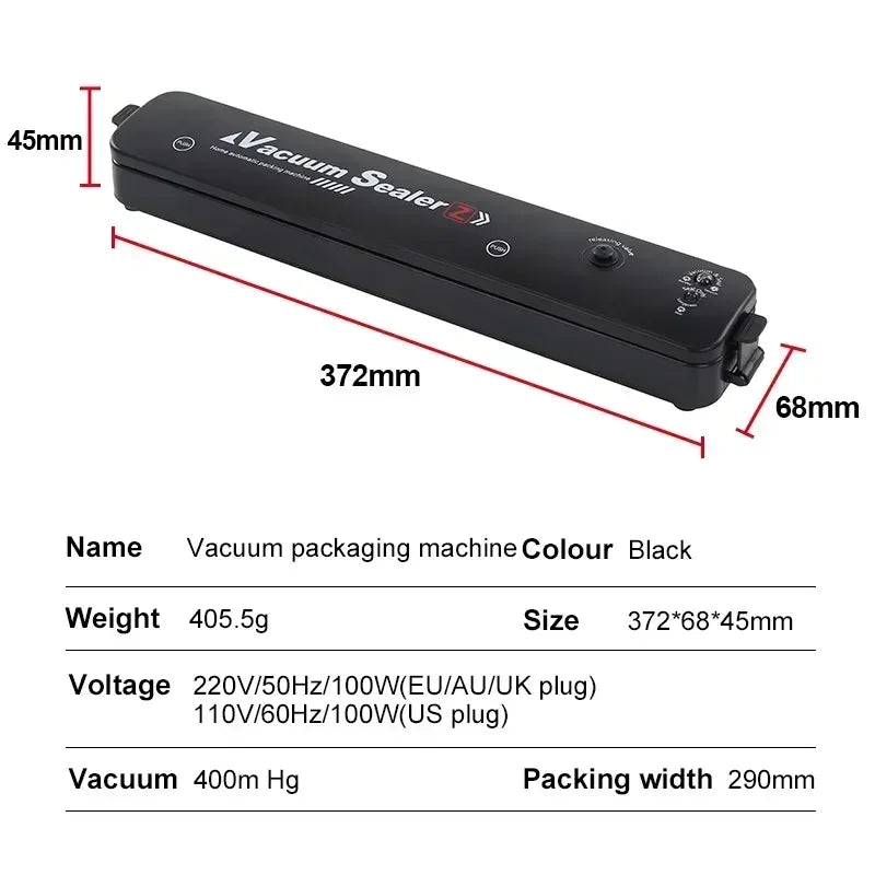 Automatic Portable Design Multi-Functional Kitchen Vacuum Sealer  Air-Tight Food Packaging for Household Preservation sealed bag