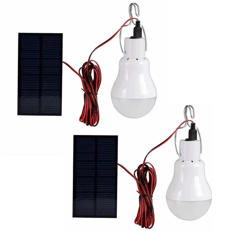 LED Solar Bulb with Hook Light Outdoor Waterproof Camping Solar Lamp Energy Saving Bulb Garden Courtyard Path Light