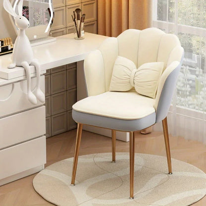 1pc Makeup chair with Petal Shaped Backrest, Casual Chair for Bedroom Study Room Living Room & Dormitory