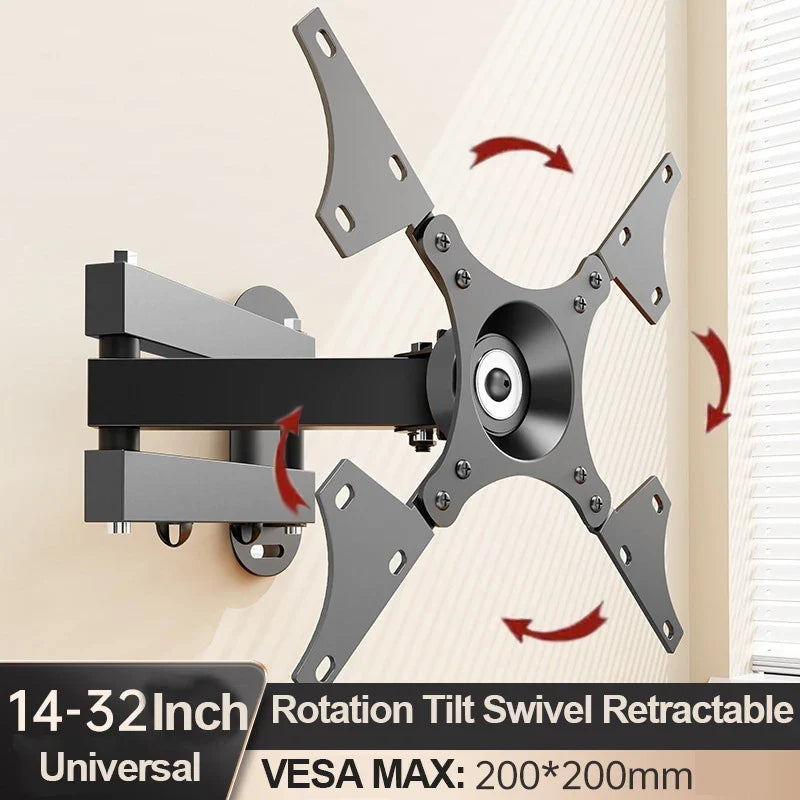 20° tiltable TV Wall Mount Bracket 360° Rotated Holder Universal TV Mounts for 10-32 Inch LCD LED Monitor Flat Panel Halloween