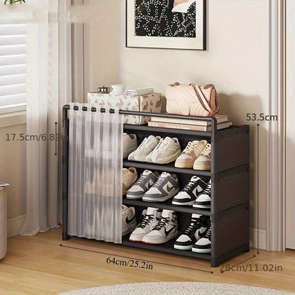 Dustproof Foldable Shoe Display Rack with Non-Slip Base, Easy to Clean, Multi-Layer Storage Shelf for Shoes and Accessories