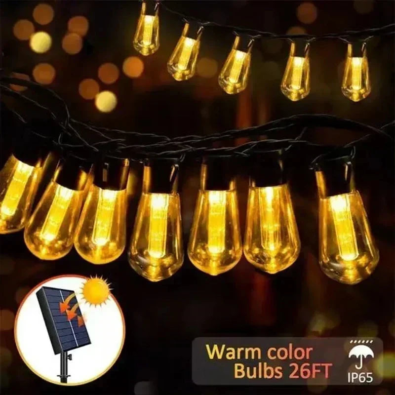 LED Solar Light Outdoor Waterproof S14 Ball Bulb String Lights Papaya Courtyard Christmas Decoration
