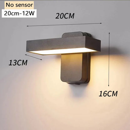 LED Outdoor Wall Lamp IP65 Motion Sensor Waterproof Rotatable Porch Light Villa Entrance Courtyard Living Room Home Decorative