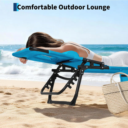 Folding Tanning Chair With Face Hole Portable Face Down Beach Lounge Chair 5-Position Adjustable Outdoor Pool Patio Chaise