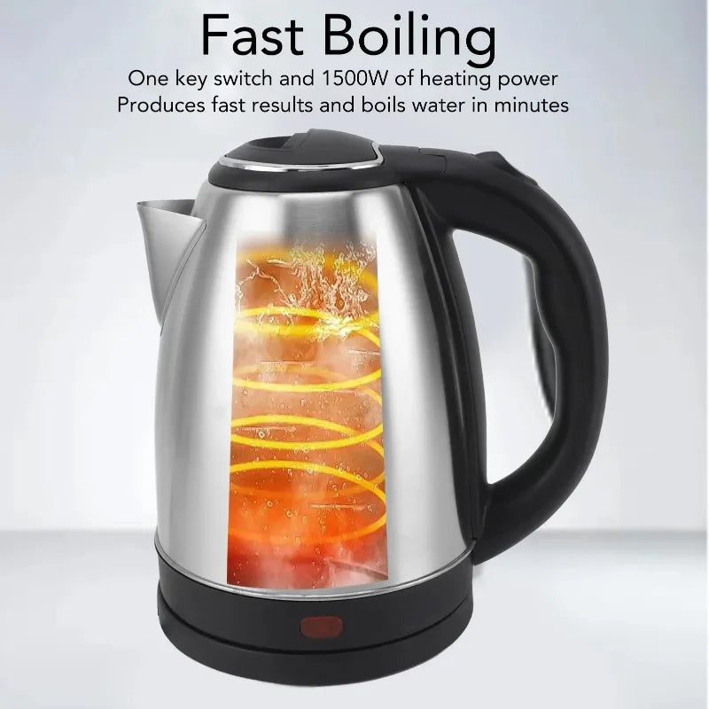 Electric Kettle 2L with Auto Shut-Off, Stainless Steel Fast Boiling Water Boiler for Tea & Coffee