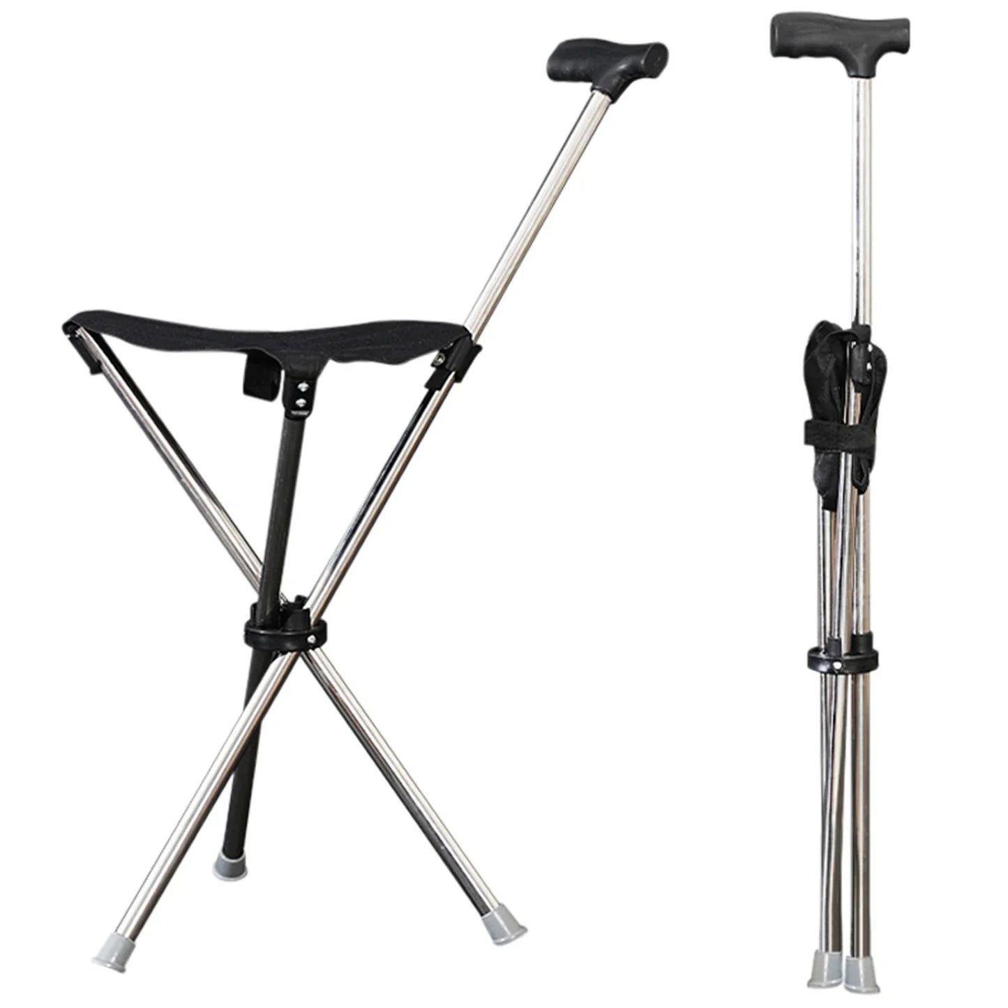 Foldable Cane Easy To Carry Seat Portable Stool Folding Chair Non Slip Handle Super Light Walking Stick For Outdoor Walking