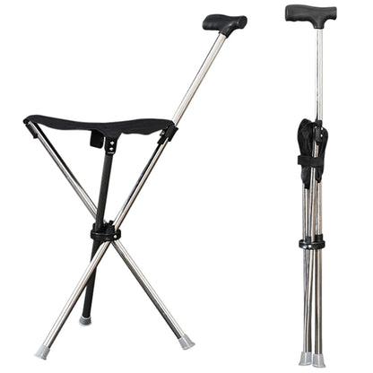 Foldable Cane Easy To Carry Seat Portable Stool Folding Chair Non Slip Handle Super Light Walking Stick For Outdoor Walking