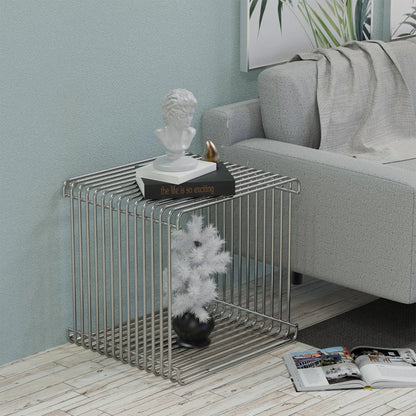 Side Table with Metal Frame, Modern Minimalist End Table, Space-Saving Bedside Table, Nightstand Suitable for Bedroom