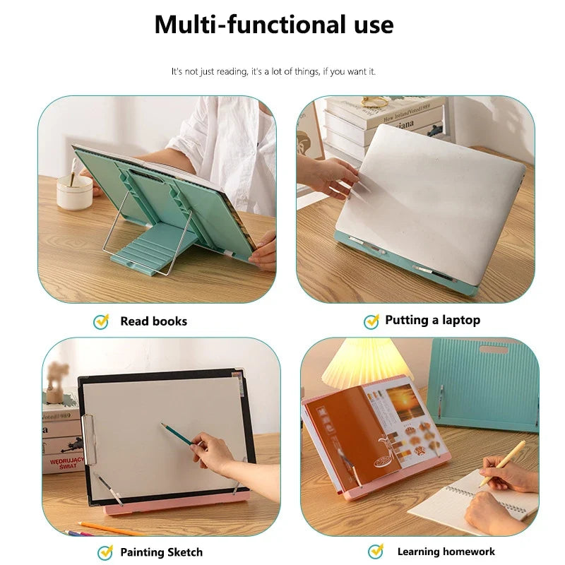 Adjustable Portable Folding Bookend Stand Reading Book Stand Books Recipe Shelf Folding Holder Organizer for Music Score Tablet