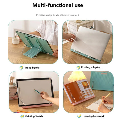 Adjustable Portable Folding Bookend Stand Reading Book Stand Books Recipe Shelf Folding Holder Organizer for Music Score Tablet