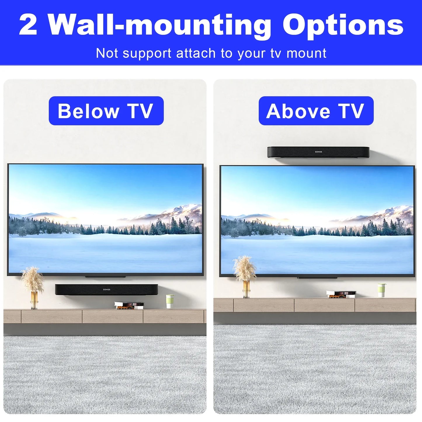Universal Speaker Bracket Sound Bar Wall Mount Brackets Space Saving Hold up to 30 lbs Fits Most Soundbar Wall Mount Shelf