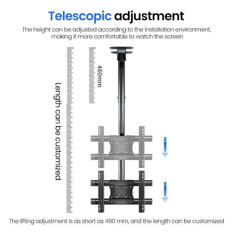 BEISHI TV Ceiling Mount Adjustable Bracket Fits Most LED, LCD Plasma Flat Screen Display 26 to 65 Inch, up to 110 Lbs 30° Tilt