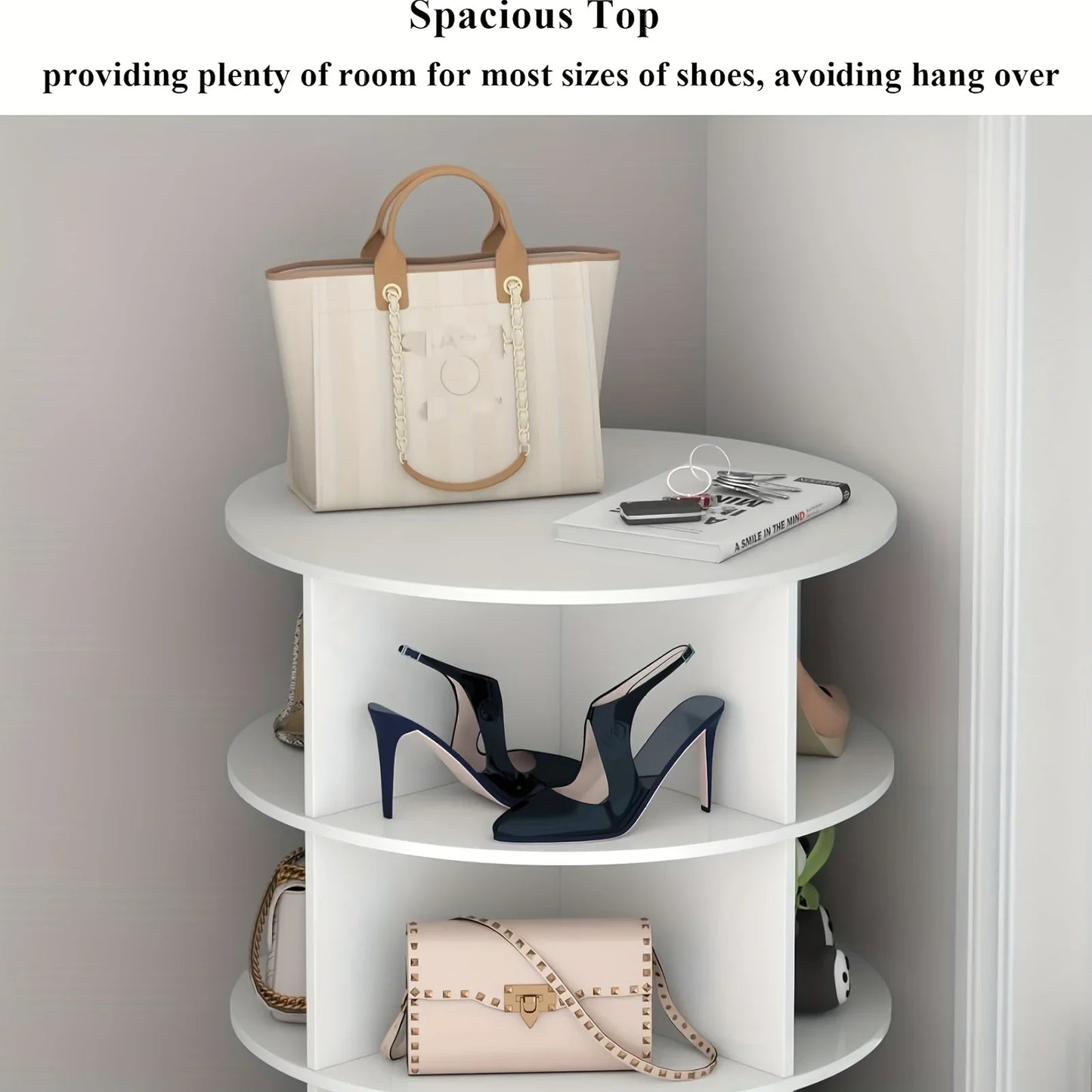 6-Tier Spinning Shoe Rack Organizer - 360 Rotating Tower with Lazy Susan, Heavy Duty Metal Storage for Living Room & Hallway