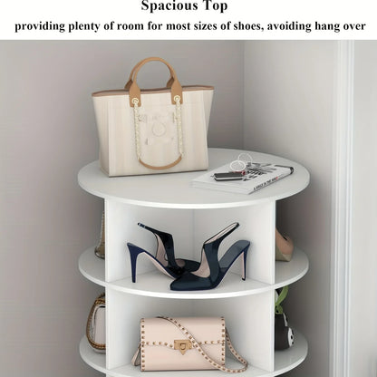 6-Tier Spinning Shoe Rack Organizer - 360 Rotating Tower with Lazy Susan, Heavy Duty Metal Storage for Living Room & Hallway