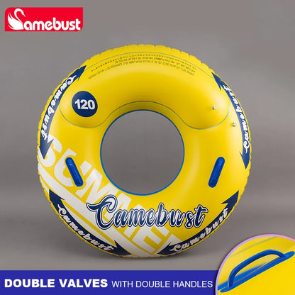 Camebust Double Valves Swim Ring Inflatable Float Tube Water Play Toys  for adult kids Blue and Yellow Color 43in