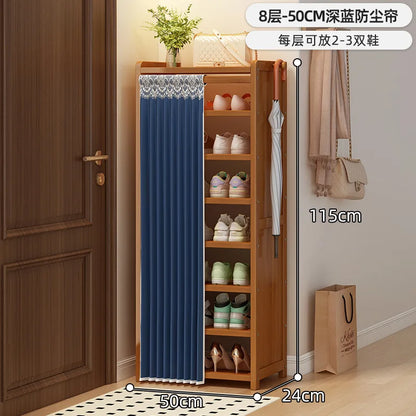 Bamboo shoe cabinet entrance door household large capacity dustproof multi-layer shoe rack rental room shoe storage rack
