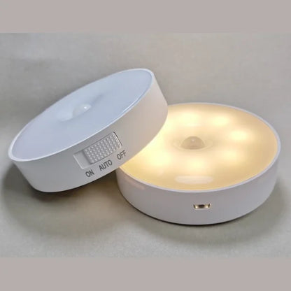 2pcs LED Smart Human Body Sensor Night Lamp Emergency Automatic Lighting USB Charging Wireless Magentic Suction Use Night Light