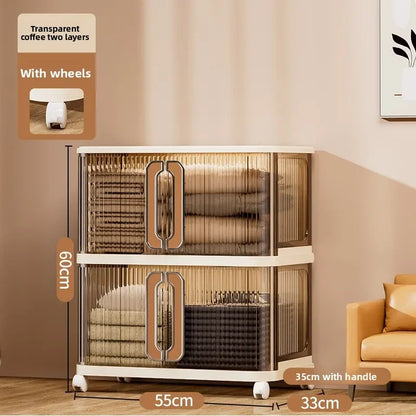 Large Capacity Cream Wind Storage Cabinet Quilt Wardrobe Free Installation Folding Storage Shelf Storage Box Locker