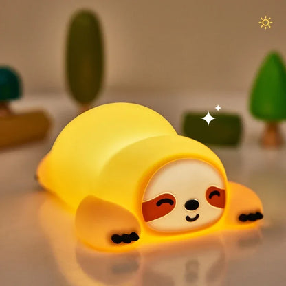 Silicone Soft Sloth Night Light USB Rechargeable Touch Control Dimmable Bedside Lamp for Nursery Kids Babies Gift Decor
