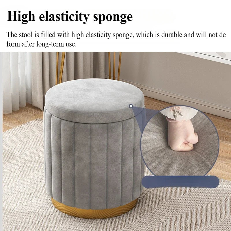 Fashion Storage Stool, Shoe Changing Stool, Makeup Stool, Bedroom Dressing Table Round Stool, New Round Stool with Storage Space