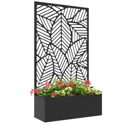 Outdoor Privacy Screen with Raised Graden Bed, Metal Frame