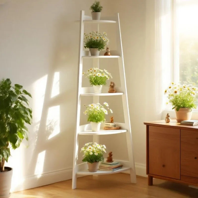Tiered Ladder Plant Stand Plant Shelf Corner Balcony Indoor Outdoor Space Saving Modern Nordic Wooden Metal Flower Pot Furniture