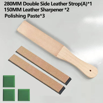 Double Side Leather Strop for Knife Sharpening Stropping Block Kit with Polishing Compound Knife Sharpening Double Side