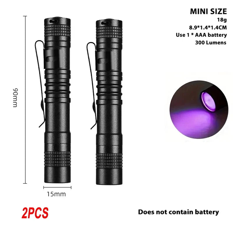395nm UV Flashlight Ultraviolet Light,Pet Dog Cat Urine Detector Scorpion Finder,Portable UV Lamp w/ Pen Clip Use AAA Batteries