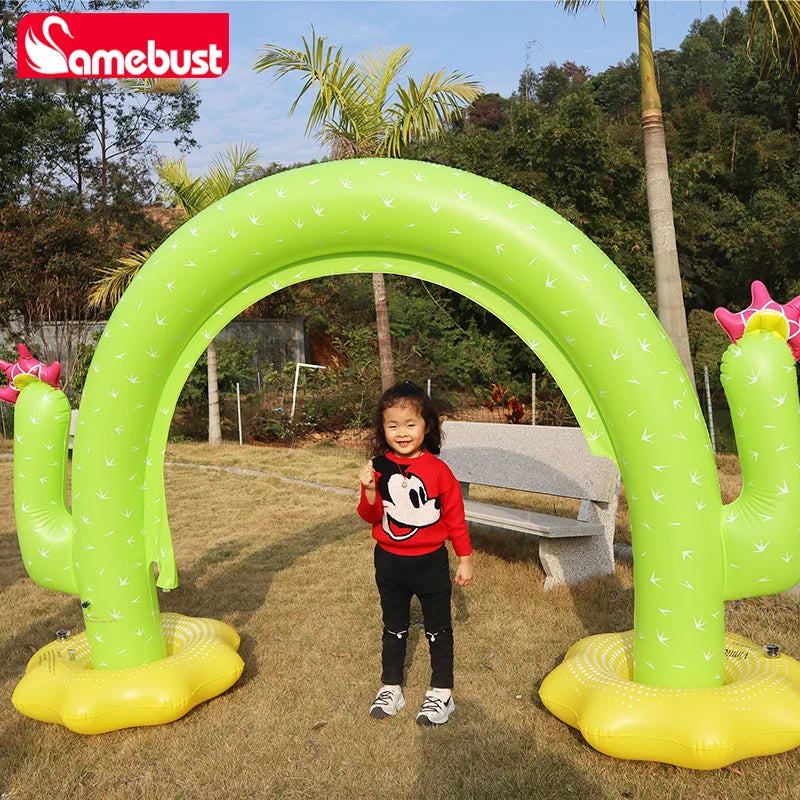 Camebust Spray Mat Pool Wave Children's Water Mat Outdoor Lawn Garden Sprinkler Water Mat Cactus Inflatable Pool Game Toy
