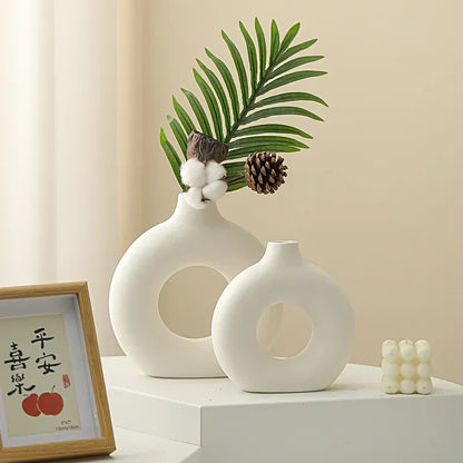 Nordic Style Flower Vase Morandi Geometric Vase Ceramic Art Crafts Bedroom Living Room Desktop Decoration Vase Decoration Home