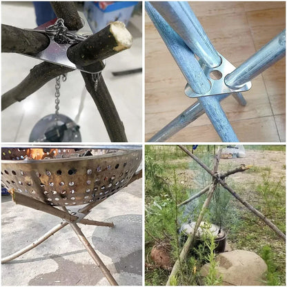 Outdoor BBQ Tripod Portable Detachable Hanging Rack Stainless Steel Camping Bonfire BBQ Pot Tripod Set