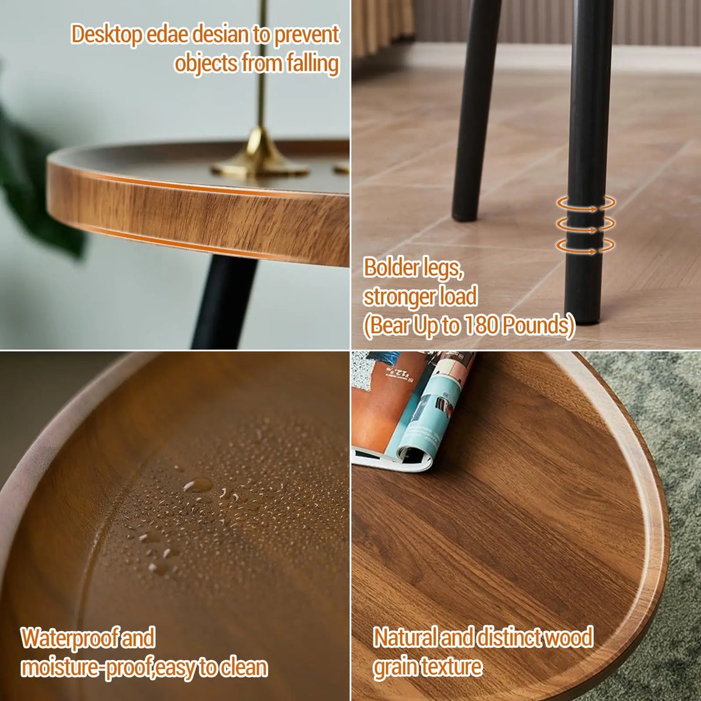 Nesting Coffee Table Set of 2 Mid Century Modern Walnut End Tables For Living Room Small Spaces Sofa Side Table