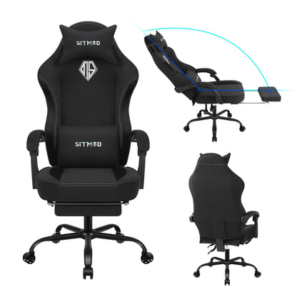 Height Adjustable 360°-Swivel Gaming Chair - Computer Chair With Footrest And Lumbar Support, Headrest For Office Or Gaming