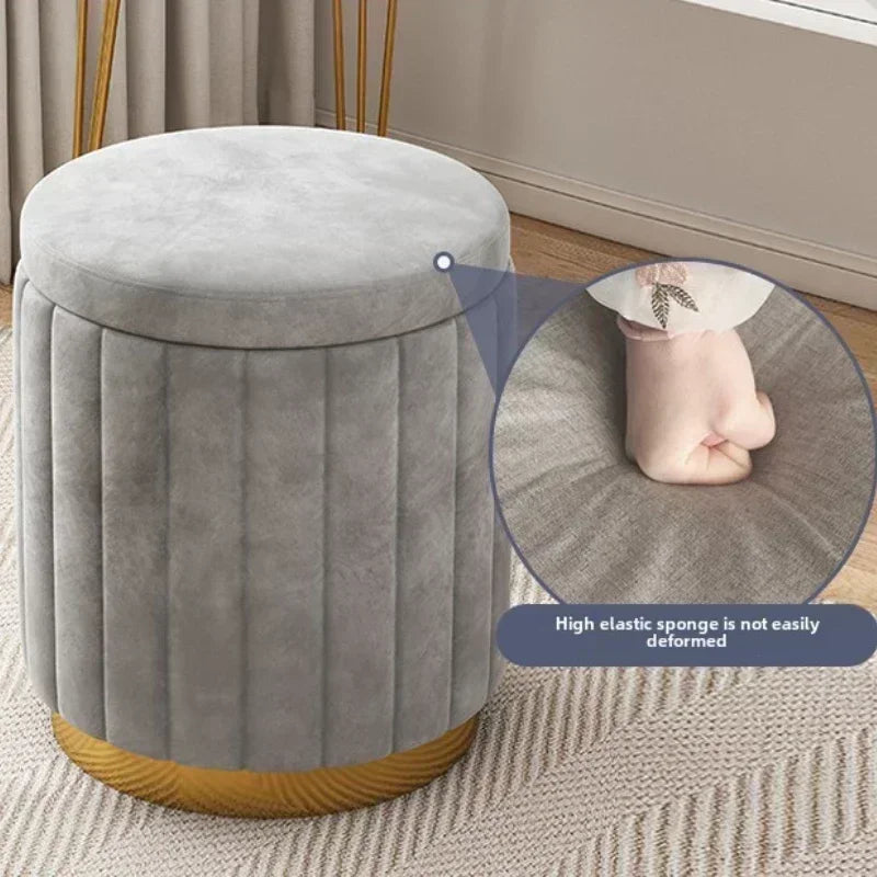Makeup stool light luxury round stool chair bedroom Internet celebrity storage bench sofa stool dresser stool makeup chair small
