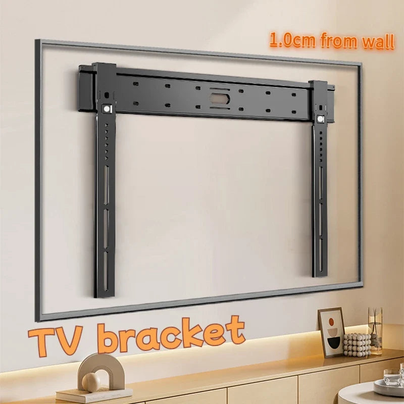 Ultra thin Universal TV Wall Mount - 1cm Gap Design for 32-90" Flat/Curved Screens max 80kg Magnetic Lock VESA 100x100-800x400mm
