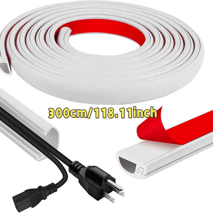 2/3Meter Cord Management Channel Invisible Decorative Wire Cover Anti-Step Protector Adhesive Soft Cable Raceway With Cap