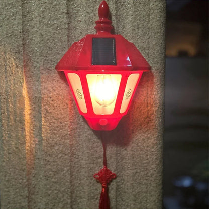 LED Outdoor Solar Wall Light Human Motion Sensing Retro Powered Lamp Waterproof Villa Garden Balcony Decorative Wall Lamp