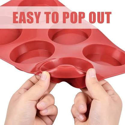 6-Cavity Round Silicone Baking Molds Non-Stick Round Cylinder Mold Kitchen Baking Mold for Cupcake Whoopie Pie Pan Burgers YY22